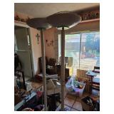 Two White Floor Lamps with Yellow Side Table and M