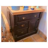 Wooden Cabinet with Brass Handles and Multiple Com