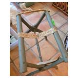 Foldable Wooden Luggage Rack with Worn Patterned S