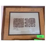 Framed Artwork Featuring Mayan Glyphs by John Gavi