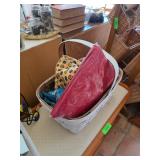 White Wicker Basket with Assorted Fabric and Craft