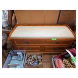 Wooden Cedar-Lined Storage Bench with Cushion and
