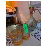 Decanter with Stopper and Four Glass Tumblers
