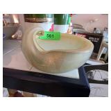 Murano Iridescent Glass Dish with Sculpted Rim