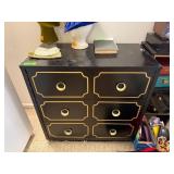 Black and Gold 3-Drawer Chest with Circular Hardwa