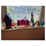Decorative Items Including Wooden Coyote Figures a