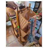 Wooden 3-Tier Basket Organizer with Wicker