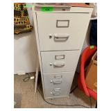 Four-Drawer Metal Filing Cabinet With File Folders