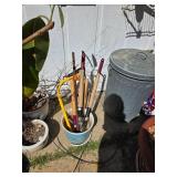 Gardening Tools with Wooden and Metal Handles