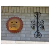 Metal Wall Decor Including Sun Face Plaque and Scr