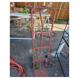Red Metal Hand Truck with Rubber Wheels