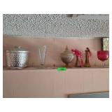 Decorative Glassware and Metal Lidded Container