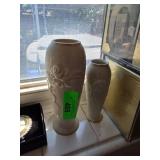 Lenox Embossed Ivory Vases with Gold Trim and Hors