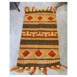 Handwoven Geometric Design Wool Rug with Fringe Ed