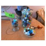 Colorful Glass Marbles with Glass Containers
