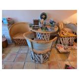 3 Leather and Wood Chairs with Distressed Conditio
