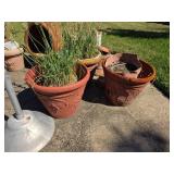 Four Outdoor Terracotta and Ceramic Planters with