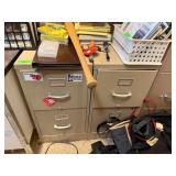 Two Metal File Cabinets With Miscellaneous Office