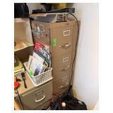 Four-Drawer Beige Metal Filing Cabinet with Conten