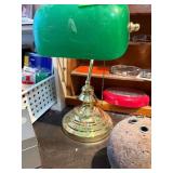 Brass Bankerï¿½s Lamp With Green Glass Shade