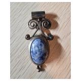 Large Pendant with Oval Blue Stone and Scroll