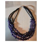 Sterling Silver Amethyst and Black Bead Multi-Stra
