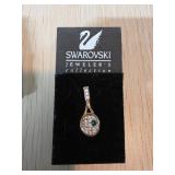 Swarovski Tennis Racket Pendant with Green Stone A