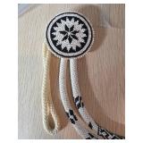 Handcrafted Black and White Beaded Medallion Neckl