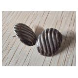 Sterling Silver Textured Button Earrings with Post