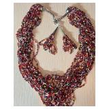 Multicolored Beaded Necklace With Matching Earring