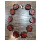 Amber-Like Resin Necklace With Chunky Circular Bea