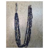 Three-Strand Lapis Lazuli Beaded Necklace with Sil