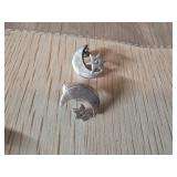Sterling Silver Moon and Star Earrings