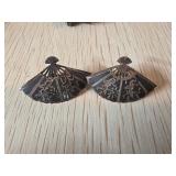 Sterling Silver Fan-Shaped Clip-On Earrings