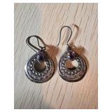 Sterling Silver Dangle Earrings with Amethyst Gems