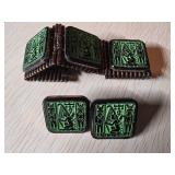 Egyptian Revival Style Bracelet and Clip-On Earrin
