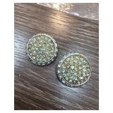 Lisner Rhinestone Clip-On Earrings with Domed Desi