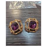 Swarovski Gold-Plated Clip-On Earrings With Amethy