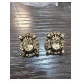 Hollycraft Clip-On Earrings with Rhinestones