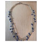 Sterling Silver Multi-Strand Necklace with Blue Be
