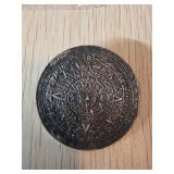 Sterling Silver Aztec Calendar Brooch with Stamped