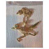 Gold-Tone Roadrunner Pendant Necklace with Chain