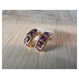 Swarovski Gold-Toned Earrings with Purple Crystal