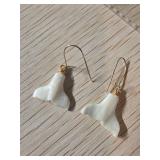 White Whale Tail Drop Earrings with Gold-Tone Hook
