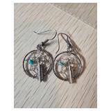 Sterling Silver Dreamcatcher Earrings with Turquoi