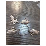 Silver Chain-Linked Swan and Unicorn Figurines