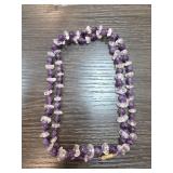 Amethyst and Clear Quartz Beaded Necklace with Gol