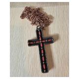 Handcrafted Metal Cross Pendant with Chain Featuri