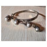 Sterling Silver Bangle with Decorative Spherical E