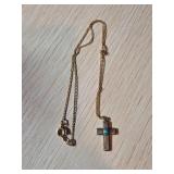 Gold-Fill Cross Pendant Necklace with Turquoise Ac